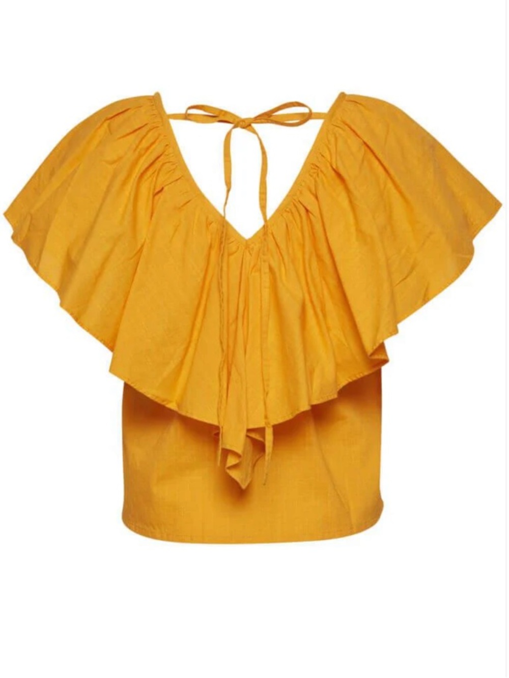 Ichi Sunshine Yellow Ruffle Tie-Back Blouse Size Small NWT